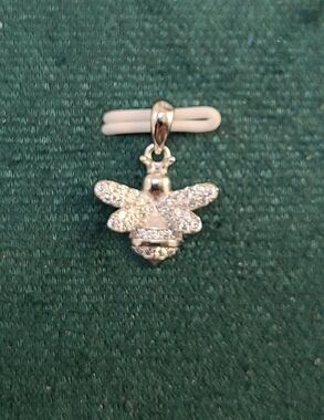 NWOT Sterling Silver Bee Pendant 925 Pave Insect Charm Nature Jewelry